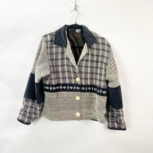 80s 90s Vintage Paul Harris Design Small Womens Beige Print Jacket